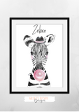 Pink Safari Animals - Set of 3- Nursery Print - Krafty Hands Designs