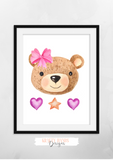 Watercolour - Pink Little Miracle Bear - Set of 3- Nursery Prints - Krafty Hands Designs