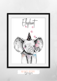 Pink Safari Animals - Set of 3- Nursery Print - Krafty Hands Designs