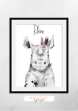 Pink Safari Animals - Set of 3- Nursery Print - Krafty Hands Designs