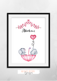 Watercolour - Pink Elephant - Set of 3- Nursery Prints - Krafty Hands Designs