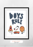 Scandinavian - Boys Rule - Print - Krafty Hands Designs