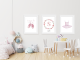 Ballerina Initial - Set of 3- Nursery Print - Krafty Hands Designs