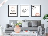 Beauty - Set of 3- Lashes, Lips and Crown  - Home - Print - Krafty Hands Designs