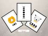 Scandinavian - Moon and Stars - Set of 3- Nursery Prints - Krafty Hands Designs