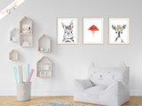 Woodland Animals - Set of 3- Nursery Print - Krafty Hands Designs