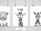 Safari Animal's - Black and White - Krafty Hands Designs