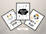 Scandinavian - Dream Big - Set of 3- Nursery Prints - Krafty Hands Designs