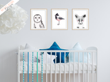Woodland Animals - Set of 3- Nursery Print - Krafty Hands Designs