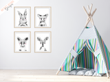 Woodland Animals - Set of 3- Nursery Print - Krafty Hands Designs