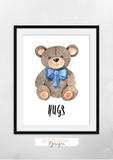 Watercolour - Blue Bear Hug - Set of 3- Nursery Prints - Krafty Hands Designs