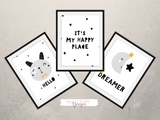 Scandinavian - Happy Place - Set of 3- Nursery Prints - Krafty Hands Designs