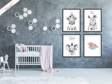 Pink Safari Animals - Set of 3- Nursery Print - Krafty Hands Designs