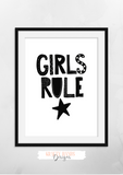 Scandinavian - Girls Rule - Set of 4- Nursery Prints - Krafty Hands Designs