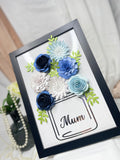 Paper Flowers In Frame - Blue Design