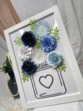 Paper Flowers In Frame - Blue Design