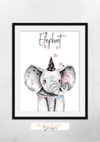 Safari Elephant With Pink Bubbles- Nursery Print - Krafty Hands Designs