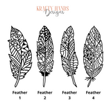 4 Feathers - Zentangle - Vinyl Wall Decal - Krafty Hands Designs