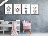 Safari Rhino With Pink Feathers - Nursery Prints - Krafty Hands Designs