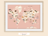 Animal World Map Print - Krafty Hands Designs