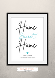 Personalised - Home Sweet Home - Print - Krafty Hands Designs