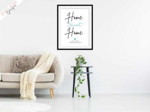 Personalised - Home Sweet Home - Print - Krafty Hands Designs