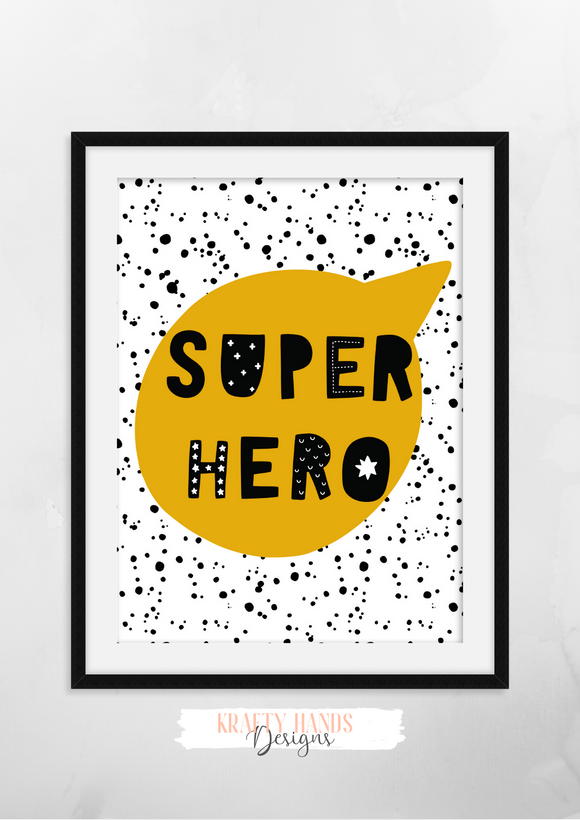 Scandinavian -Super Hero- Nursery Print - Krafty Hands Designs