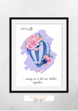 Floral Blue - Hot Air Balloon - Nursery Print - Krafty Hands Designs