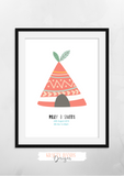 Personalised Tipi Name and Birth Information - Nursery Print - Krafty Hands Designs
