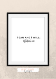 Motivational Quote - I Can and I Will, Watch Me- Home - Print - Krafty Hands Designs