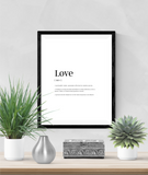 Personalised - Love - Definitions - Home Print - Krafty Hands Designs