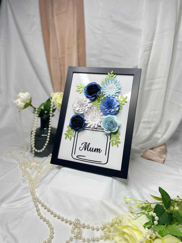 Paper Flowers In Frame - Blue Design