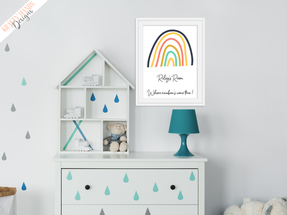 Personalised Colourful Rainbow Room Name - Nursery Print - Krafty Hands Designs