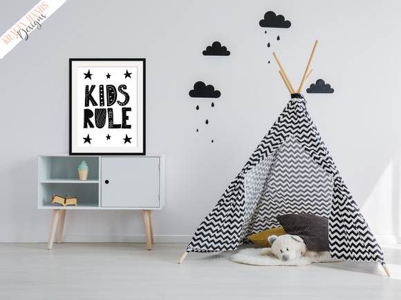 Scandinavian - Kids Rule - Nursery Print - Krafty Hands Designs